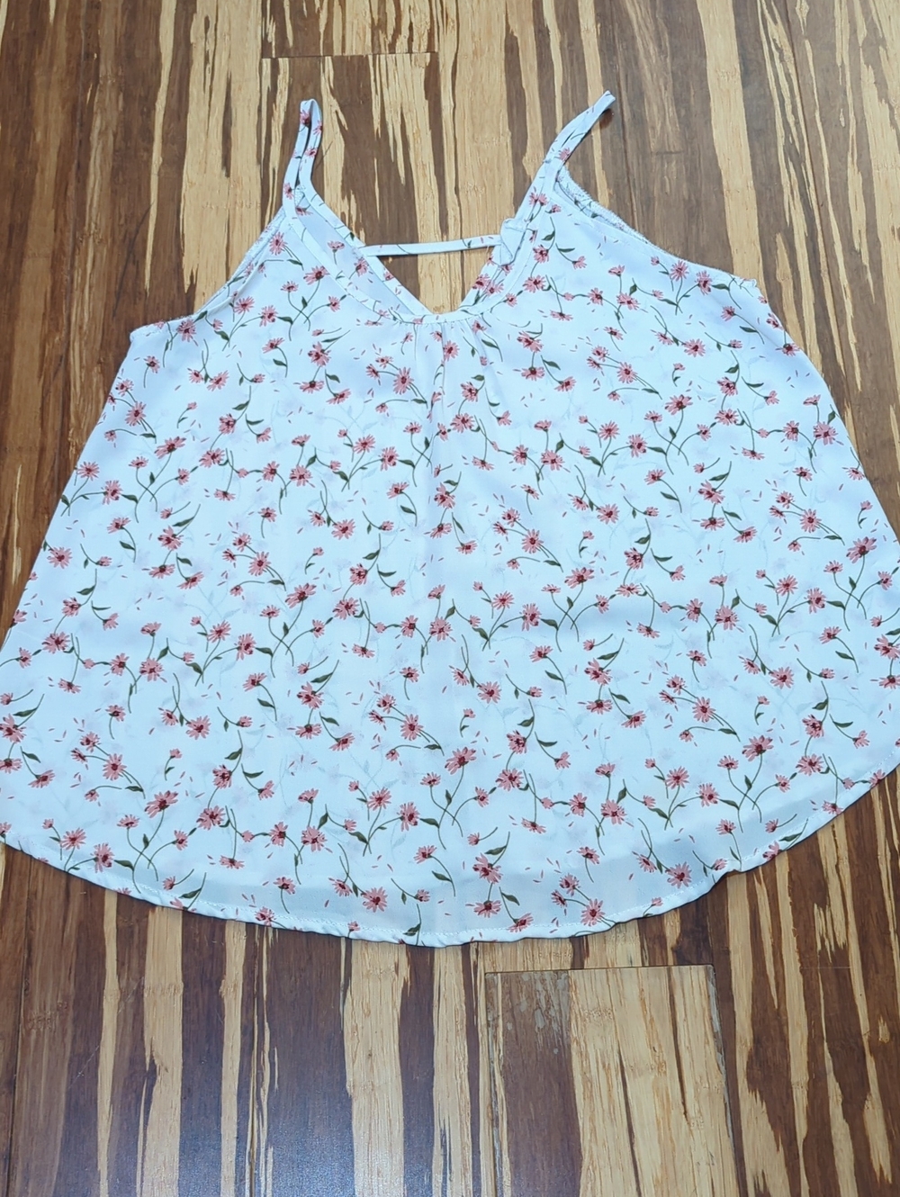 Sienna Sky White Floral Pink Carnation Spaghetti Strap Top
